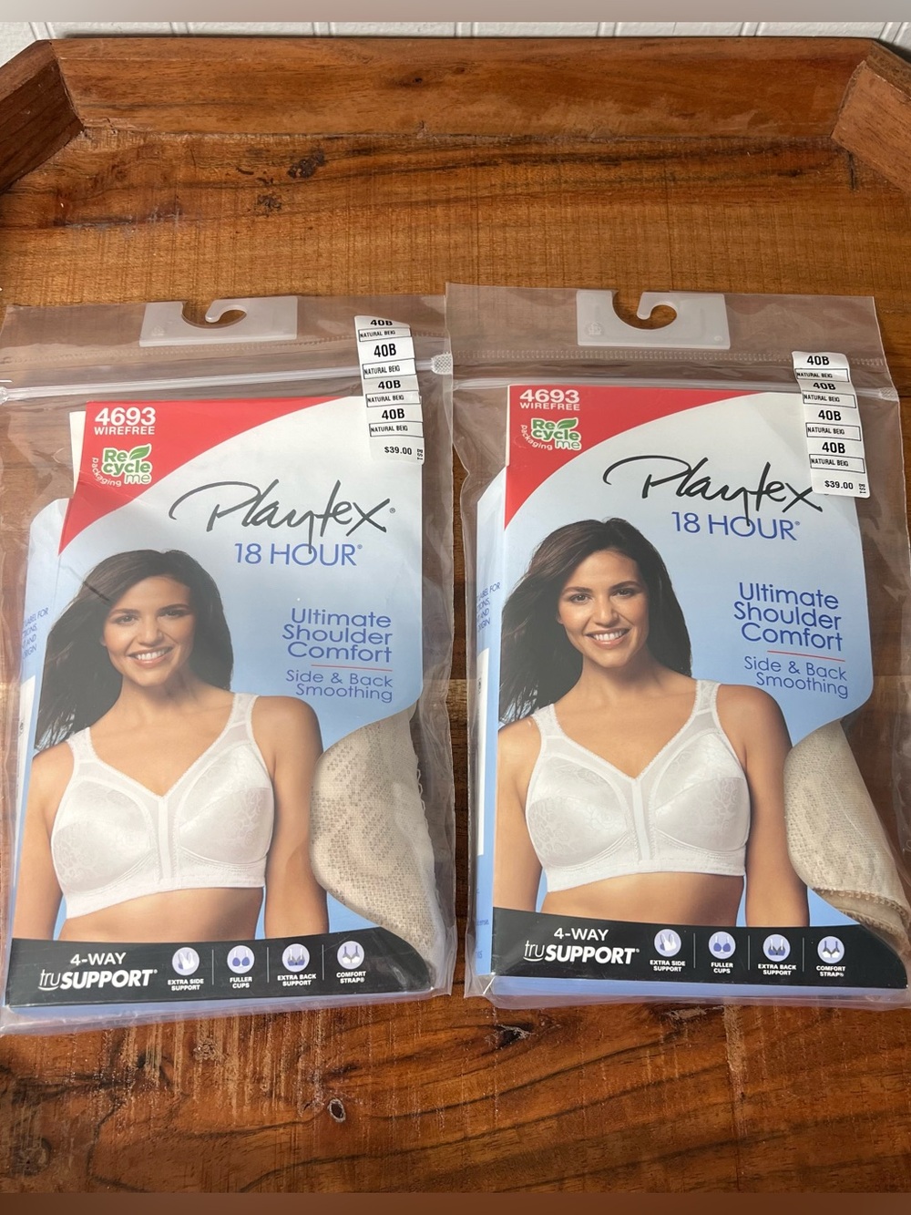 Playtex 4693 Wirefree Bra 40B  new in package set of 2